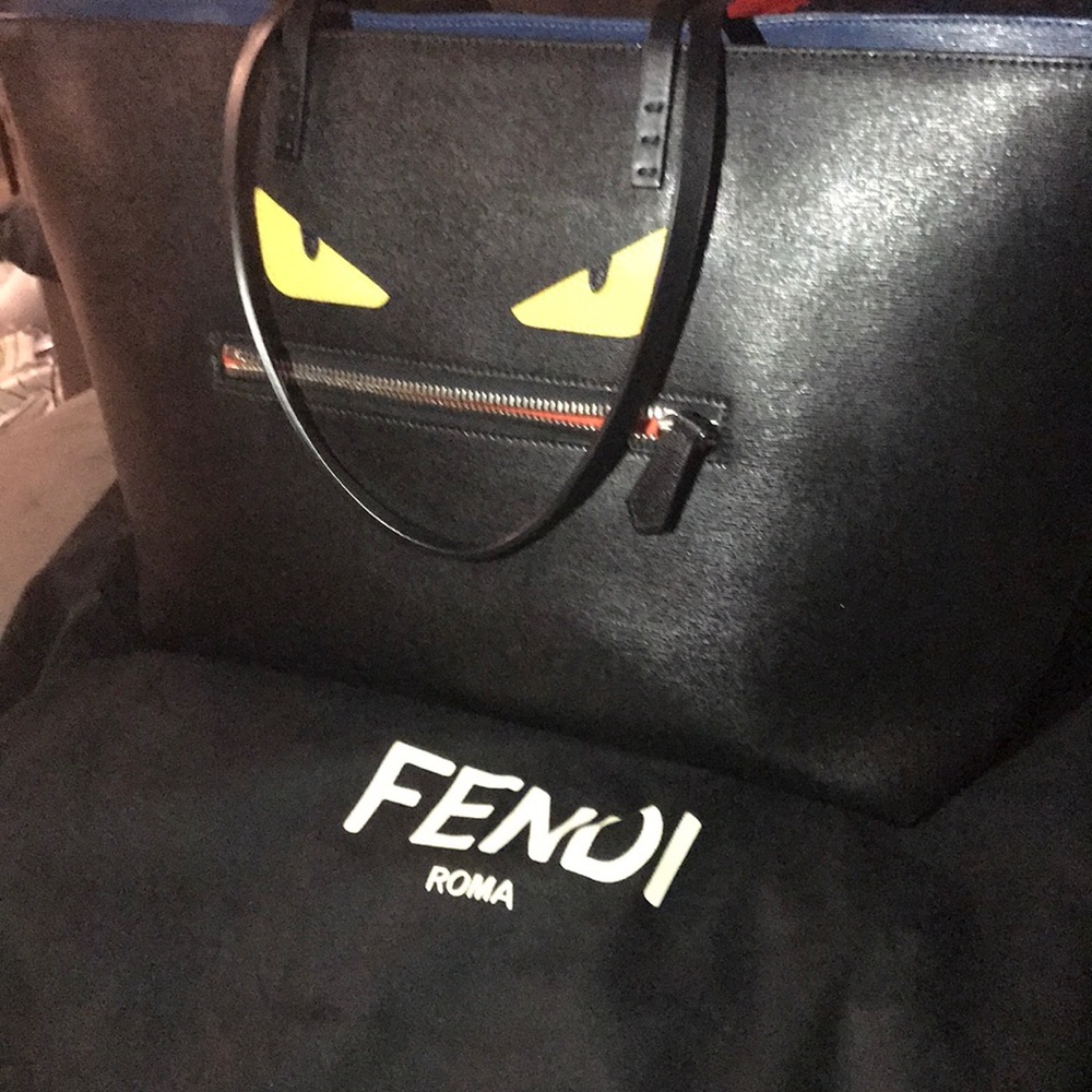 Fendi Black medium roll monster tote